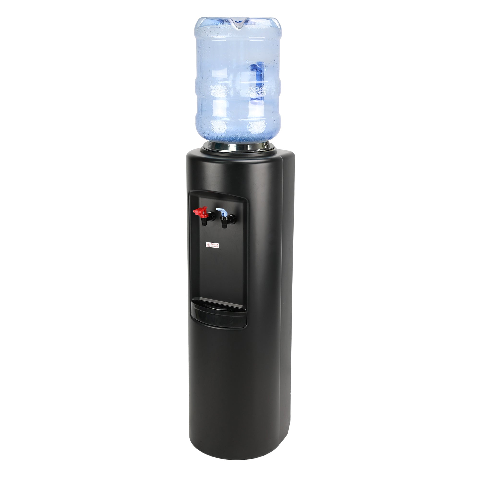 Aspen Elite black water cooler dispenser left view — hot and cold water