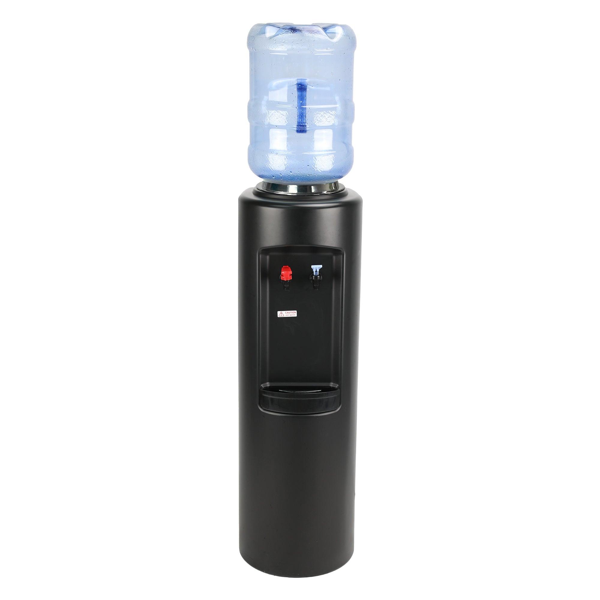 Aspen Elite black water cooler dispenser front view — hot and cold water