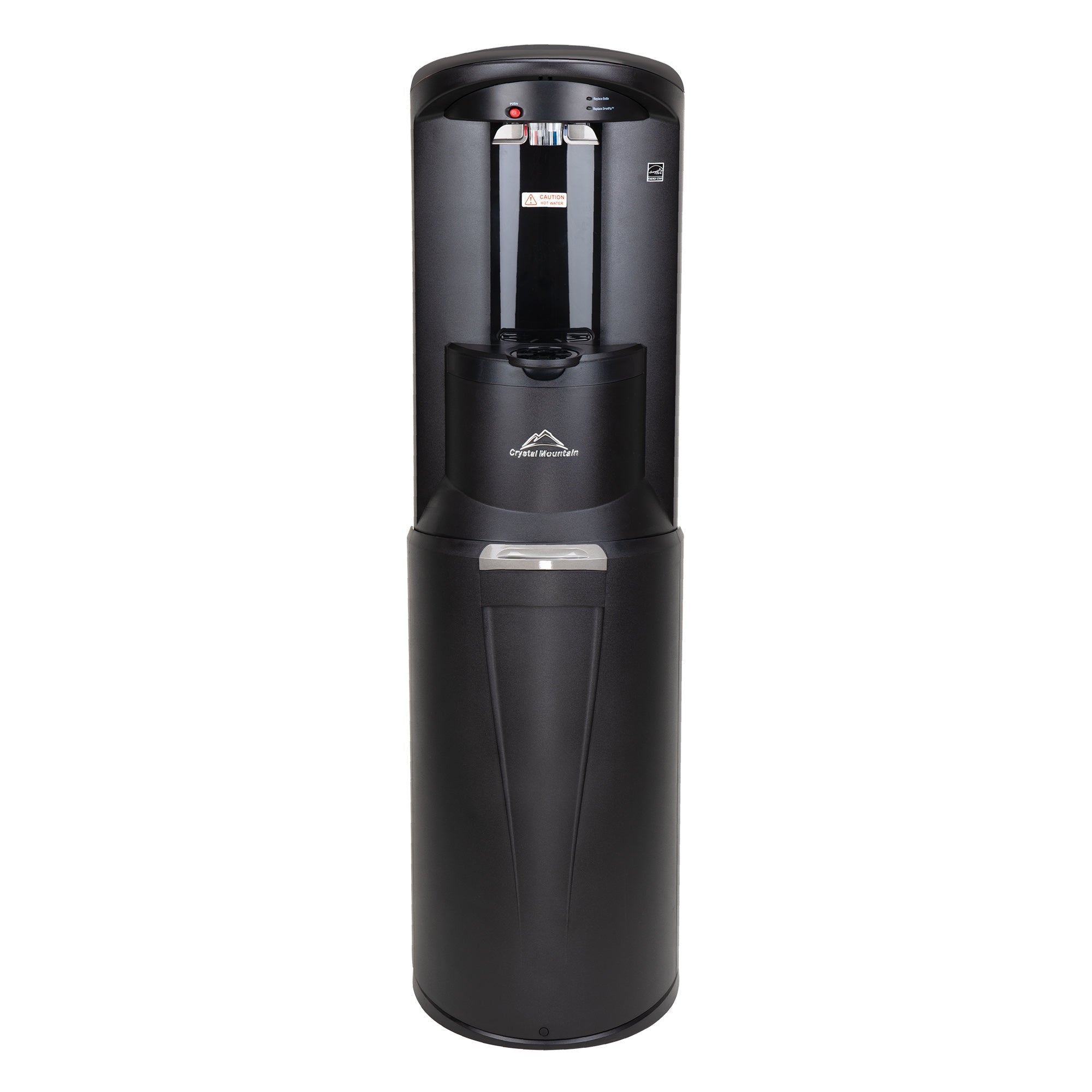 Storm black water black cooler dispenser front view — hot and cold water